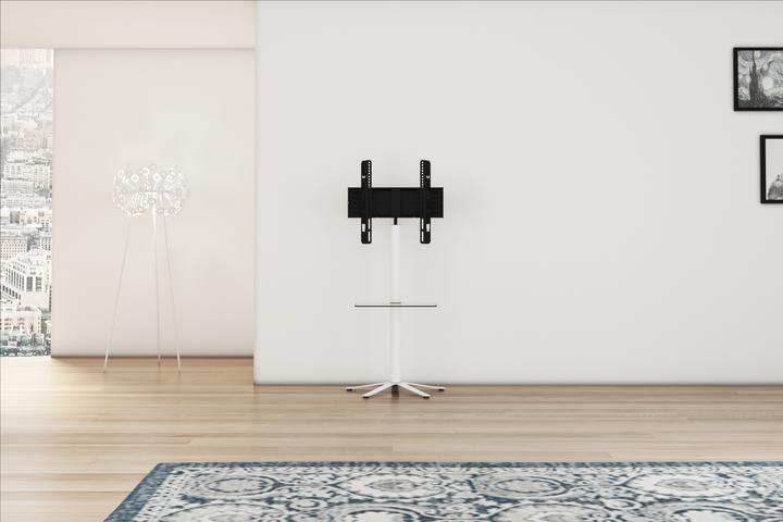 Produktbild VCM TV Standfuss Alu Xila mit Glas Zwischenboden (61 x 61 x 100 cm)