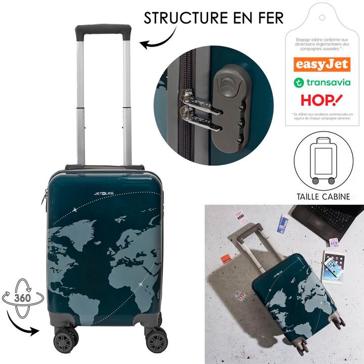 Immagine prodotto Jet Lag Custodia per cabina con mappa del mondo (27 l, Bagaglio a mano (fino a 50 litri))