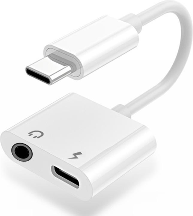 SIGN Adapter USB-C to 3.5 mm, 3A - Charge & Listen - White (USB Type C, 3.5mm jack)