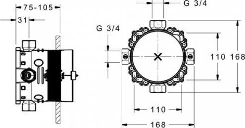 Actual product image Hansa Hansabluebox basic unit, compact solution, flush-mounted installation body with pre-separation