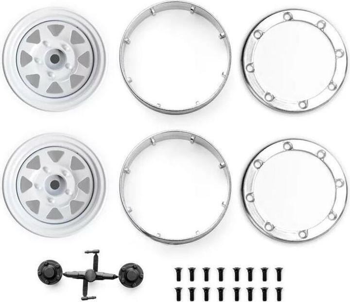 Immagine prodotto Hobbytech Cerchi 1,9" Metal Beadlock Classic 3 Bianco, 4