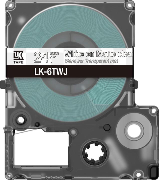 Actual product image Epson Matte Clear/White 24mm LK-6TWJ (2.40 cm, Transparent)