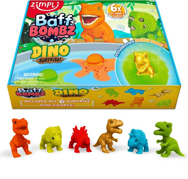 Produktbild Zimpli Kids Zimpli 6x Baff Bombz Dino-Überraschungs-Sammel-Badebomben-Spielzeug