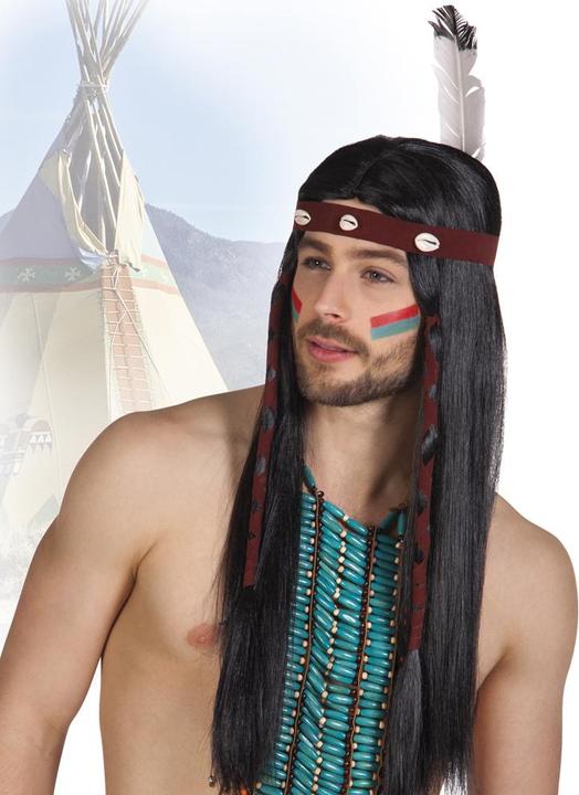 Actual product image Boland Indian Wig: With Headband And Feather