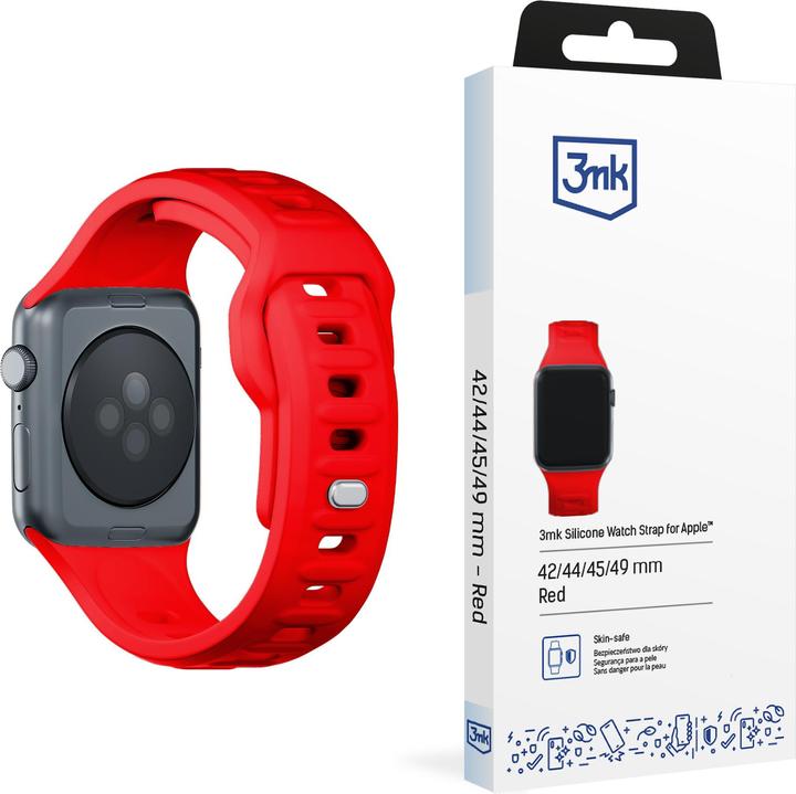 Produktbild 3MK Silicone Watch Strap czerwony/red dla Apple Watch 42/44/45/49mm (Silikon, Edelstahl)