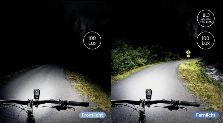 Actual product image Fischer Bicycle headlight LED battery-powered Black