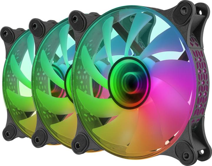 Produktbild Mars Gaming Lot De 3 Ventilateurs Boitier Mf-3d RGB - 12cm (Noir) (120 mm, 3 x)