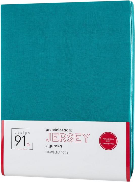 Produktbild Eurofirany DESIGN 91 Bettlaken aus Baumwolle mit elastischem JERSEY, 140X200+30CM, 125 g/m2, Farbe: türkis (140 x 200 cm)