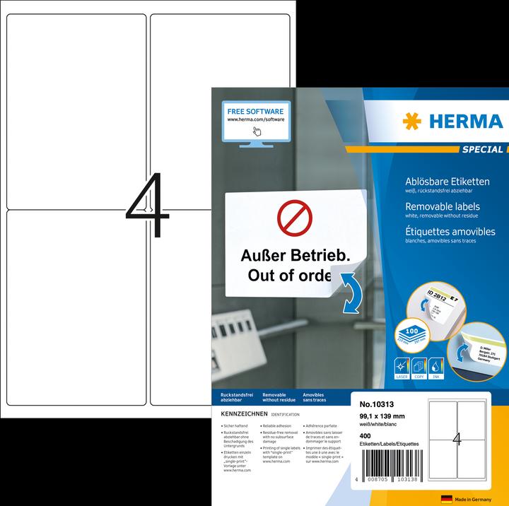 Actual product image HERMA A4 removable labels