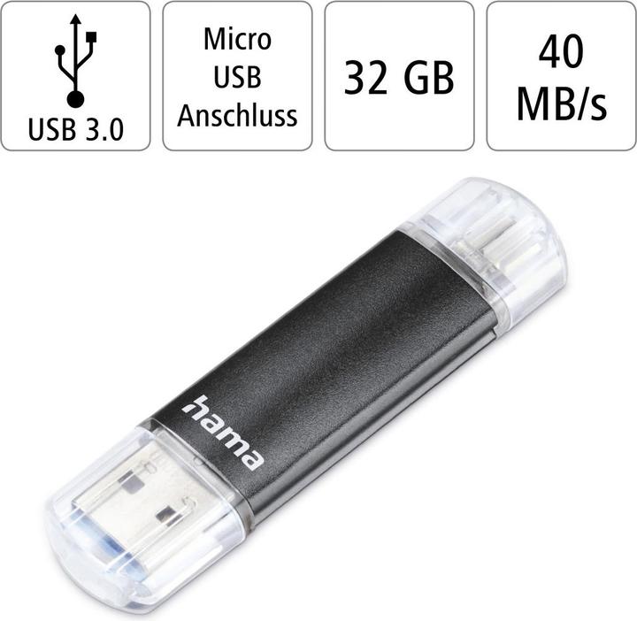 Actual product image Hama Laeta Twin (32 GB, Micro USB, USB 3.0, USB-A)