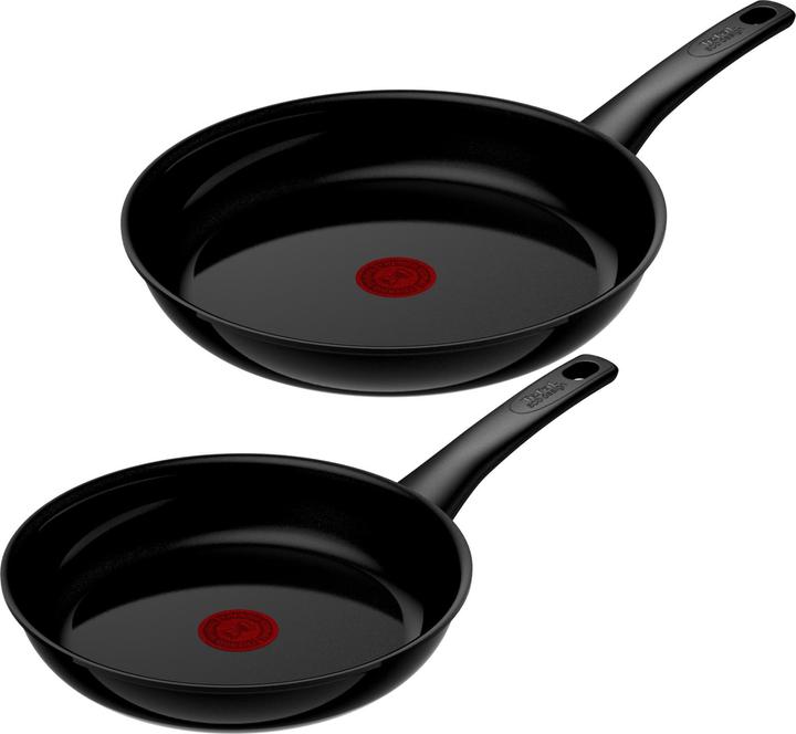 Actual product image Tefal Pan set + saucepan set / frying pan Renew Black On 24cm + 28cm (24 cm, Frying pan, Pan set + pot set, Cast aluminium, Ceramic)