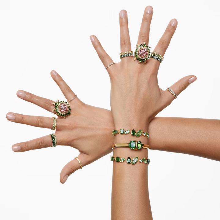 Produktbild Swarovski Matrix Ring Baguette Schliff Grün Gold (64)