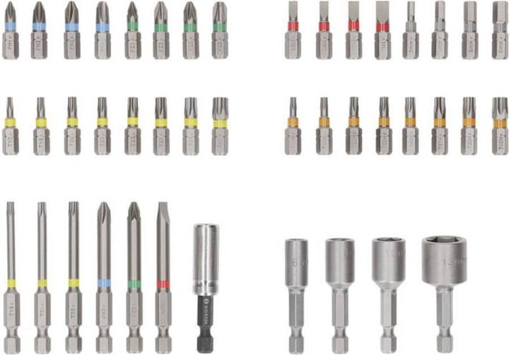 Actual product image Bosch Professional Bit Set Extra Hard (PH1 / PH2 / PH3 / PZ1 / PZ2 / PZ3 / HEX3 / HEX4 / HEX5 / HEX6 / T10 / T15 / T20 / T25 / T27 / T30 / T40 / SL3 / SL4 / SL5 / SL6 / TH10 / TH15 / TH20 / TH25 / TH27 / TH30 / TH40)