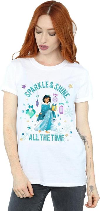 Actual product image Disney Womens/Ladies Princess Jasmine Sparkle And Shine Cotton Boyfriend T-Shirt (4XL)