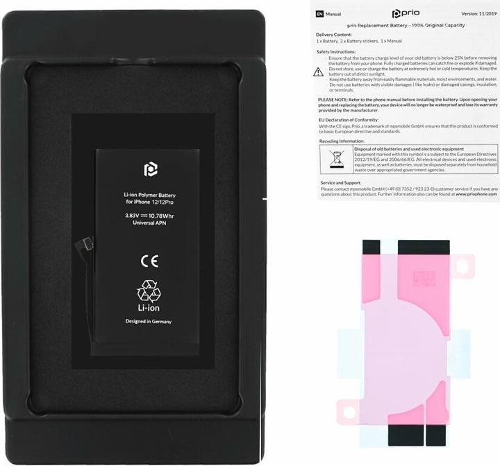 Produktbild prio Akku für Apple iPhone 12 / 12 Pro (Universal APN) (Akku, iPhone 12, iPhone 12 Pro)
