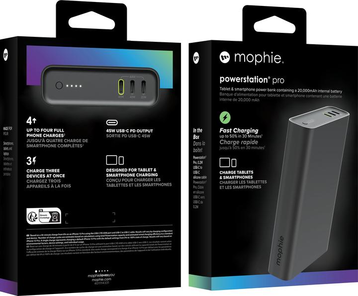 Actual product image mophie Powerstation Pro Schnellladegerät Powerbank 20.000mAh Schwarz (20000 mAh, 45 W)