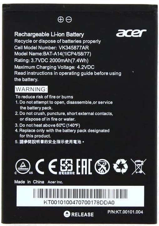 Nährwerte und Zutaten Acer Original Akku für Liquid Z6