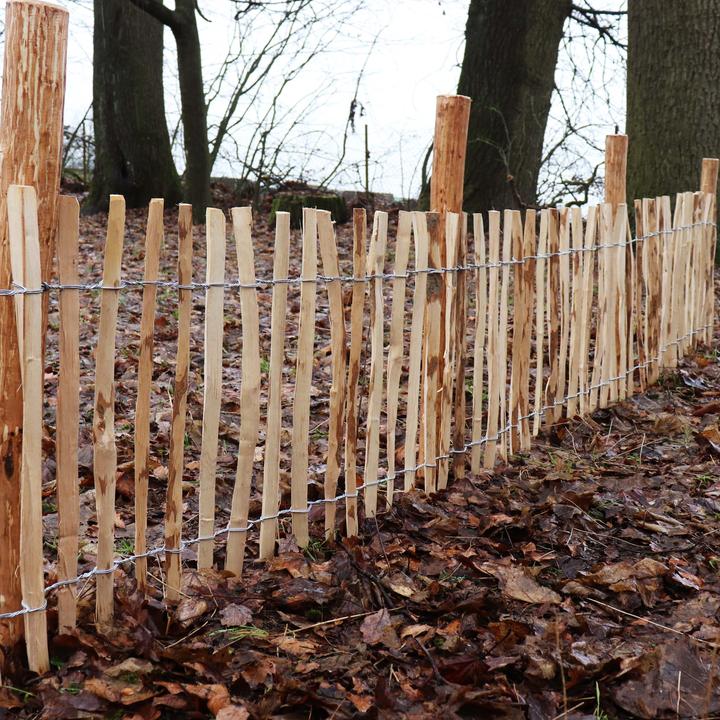 Immagine prodotto Aquagart 30 Holzpfosten für Staketenzaun 1,5m I Durchmesser 6-9cm I Zaunpfosten aus Haselnuss I Zaun-Pfahl