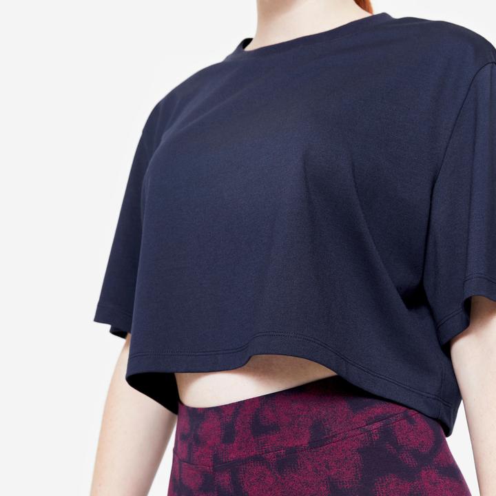 Produktbild Domyos T-Shirt Damen Crop Top - dunkelblau (S)
