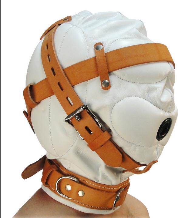 Actual product image XR Brands Total Sensory Deprivation Leather Hood - M/L - White