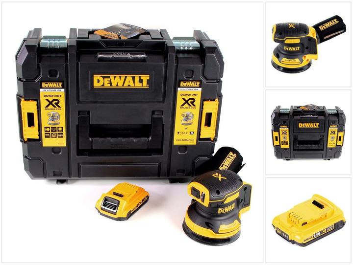 Actual product image DeWalt DCW 210 NT Battery Orbital Sander Brushless 18V 12.000rpm 125 mm + 1x Battery 2,0 Ah in TSTAK (Eccentric grinder)