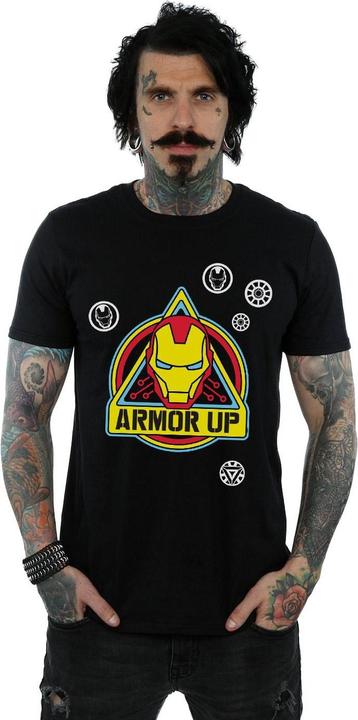 Actual product image Mens Iron Man Armor Up Badge T-Shirt (4XL)