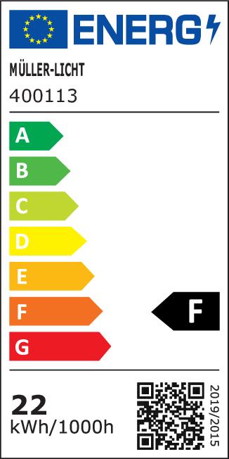 Energy Label Müller Licht LED tube with 21.8 Watt, G13, 1500mm, daylight white (G13, 22 W, 2100 lm, 1 x, F)