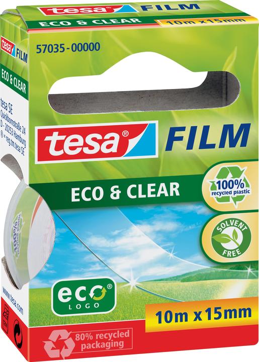 Image du produit tesa tesafilm ECO & CLEAR, sans solvant et résistant au vieillissement (15 mm)