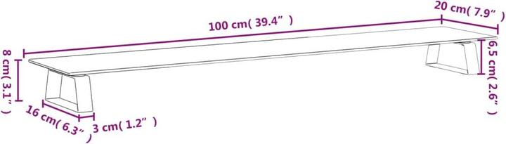 Actual product image VidaXL Monitor stand white 100x20x8 cm tempered glass and