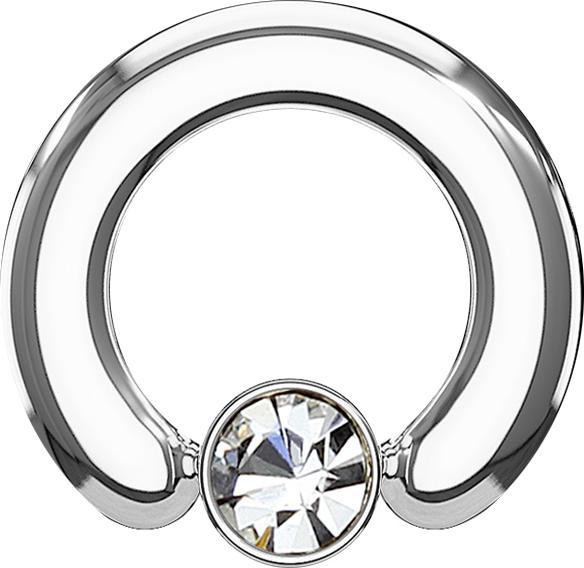 Image du produit Star Piercing Closure anneau argent disque cristal argent (Acier chirurgical 316L, sans laiton)
