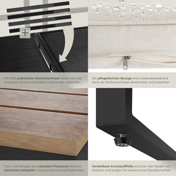 Produktbild tectake Garten-Lounge-Set Eliar, 4-teilig, mit Aluminiumgestell