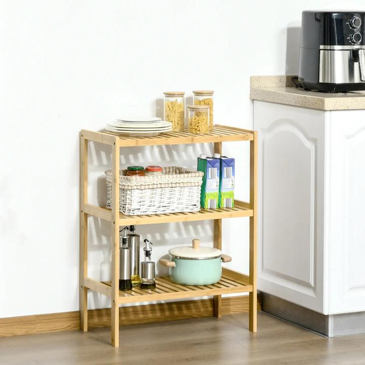 Image du produit Homcom Étagère en bambou 3 étagères, bambou 62x33x80cm, naturel