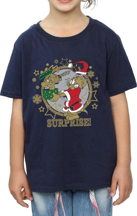 Actual product image Tom & Jerry Girls Christmas Surprise Cotton T-Shirt (152, 158)