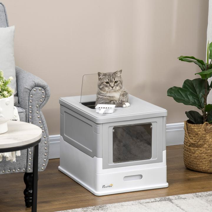 Actual product image PawHut Cat litter tray with pull-out drawer (Cat litter tray open)