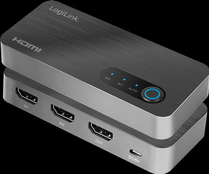 Actual product image LogiLink HDMI switch, 2x1 port, 8K/60 Hz, HDCP, HDR, VRR, CEC