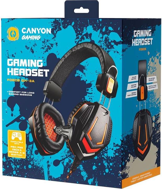 Actual product image Canyon Gaming headset with 3.5 mm connector with microphone and volume control, cable 2 m, Black CND (Cable)