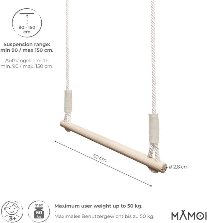 Actual product image Mamoi Trapeze Swing Gym Rings Brown