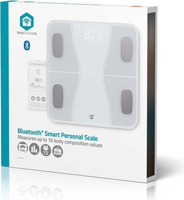 Actual product image Nedis WIFI SmartLife Personal Scale Bluetooth® | BMI / BMR / Fat / Bones / Weight / Muscles / What (180 kg)
