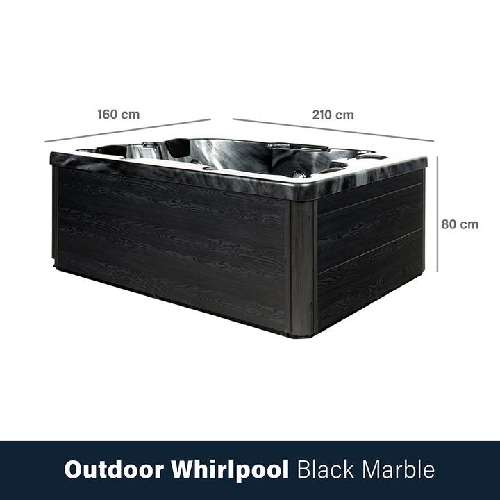 Produktbild Home Deluxe Outdoor Whirlpool BLACK PEARL, 27 Massagedüsen, Beleuchtung, Treppe und Thermoabdeckung, 3 Personen