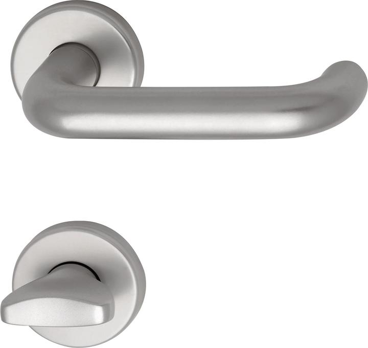 Actual product image Grundmann Door fitting WG 1700L | Door handle for interior door on WC rosette | silver anodised (Door handle)