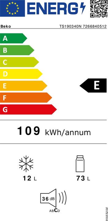 Etichetta energetica Beko TS190340N - Koelkast (85 l)