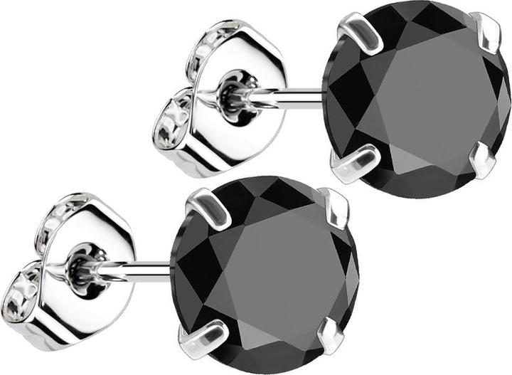 Image du produit Star Piercing Boucles d'oreilles argent avec cristal rond noir (sans laiton, Argent sterling 925)