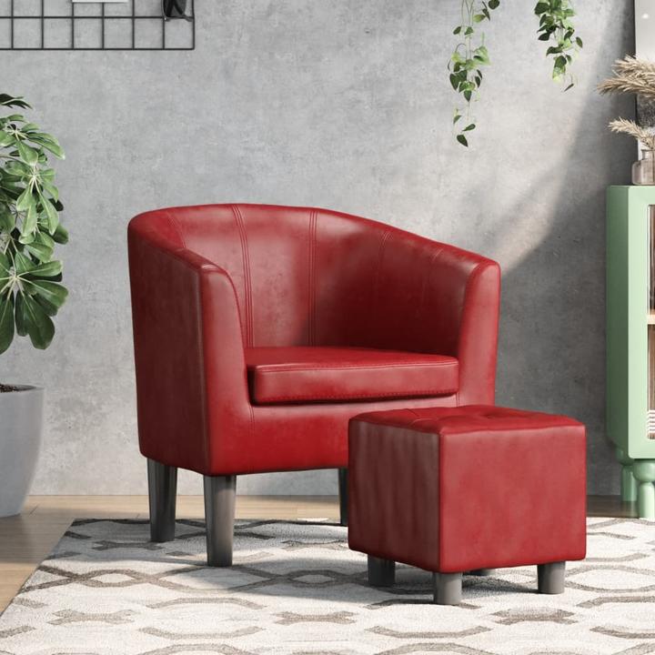 Image du produit VidaXL Clubsessel mit Fusshocker Weinrot Kunstleder,Farbe