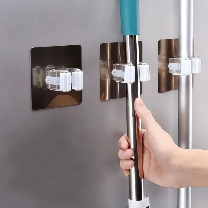 Produktbild König Design 1-10 Mop Besen Halter Selbstklebend Besenhalterung Kein Bohren Gerätehalter Wand (1 Stk.)