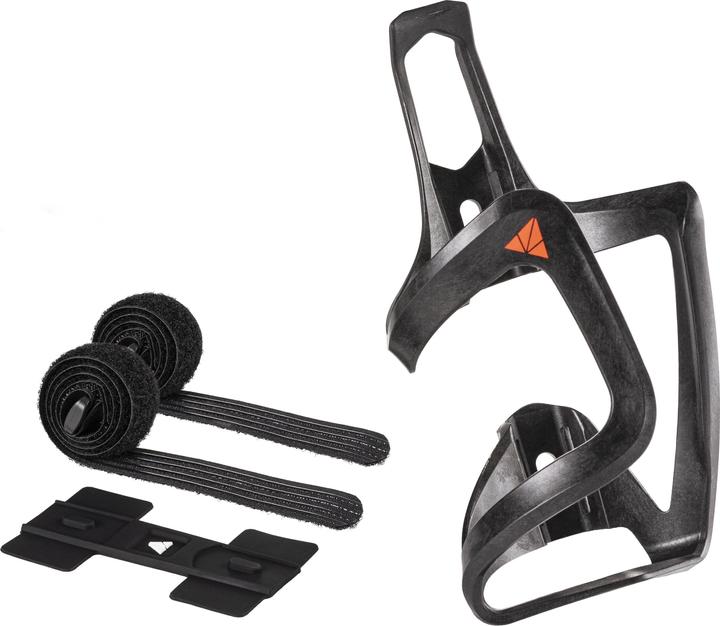 Actual product image Granite Aux, carbon bottle cage with straps, holders with side opening, fits up to 70mm Diameter