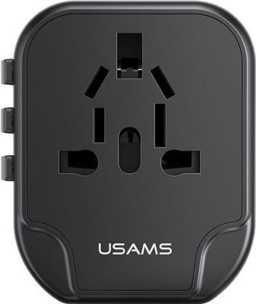 Actual product image Usams Ład. siec. 2xUSB T55 12W adapter 4w1 US/AU/EU/UK czarny/black CC173TC01 (US-CC173) Univesal Tr