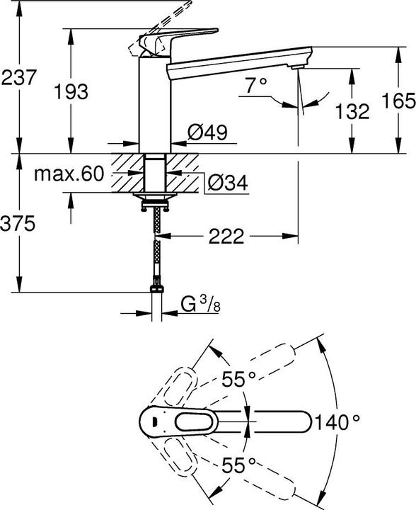 Immagine prodotto Grohe Miscelatore monocomando per lavello, 1/2"