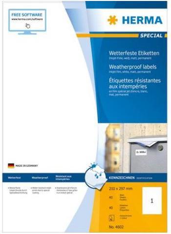 Actual product image HERMA Weatherproof inkjet labels A4