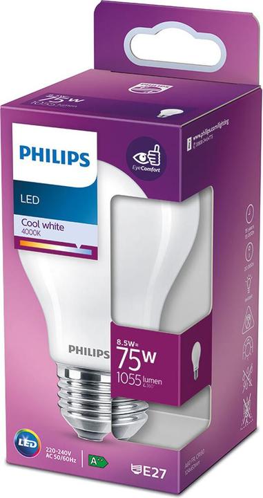 Image du produit Philips LED-Lampe Standard E 8,5 W E27 1055 lm Ø 6 x 10,4 cm (4000 K) (E27, 8.50 W, 1055 lm, 1 x, E)