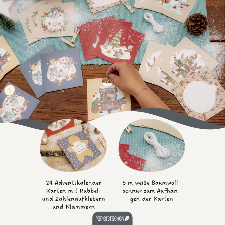 Produktbild Papierdrachen Rubbel-Adventskalender Wintertiere